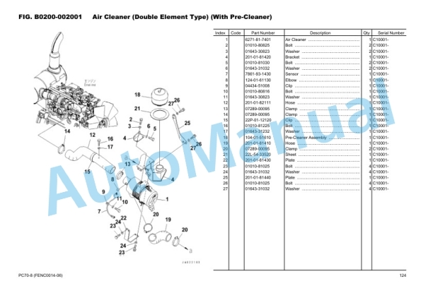 Alternative view of Komatsu PC70-8 Hydraulic Excavator Parts Manual FENC0014-06