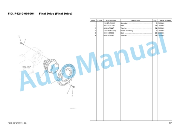 Komatsu PC70-8 Hydraulic Excavator Parts Manual FENC0014-06 5 Komatsu PC70-8 Hydraulic Excavator Parts Manual FENC0014-06 - Image 5