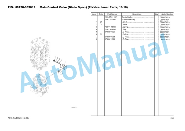 Komatsu PC70-8 Hydraulic Excavator Parts Manual YEPB201100-00 3 Komatsu PC70-8 Hydraulic Excavator Parts Manual YEPB201100-00-3