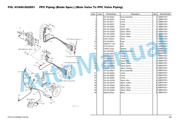 Komatsu PC70-8 Hydraulic Excavator Parts Manual YEPB201100-00 4 Komatsu PC70-8 Hydraulic Excavator Parts Manual YEPB201100-00-4