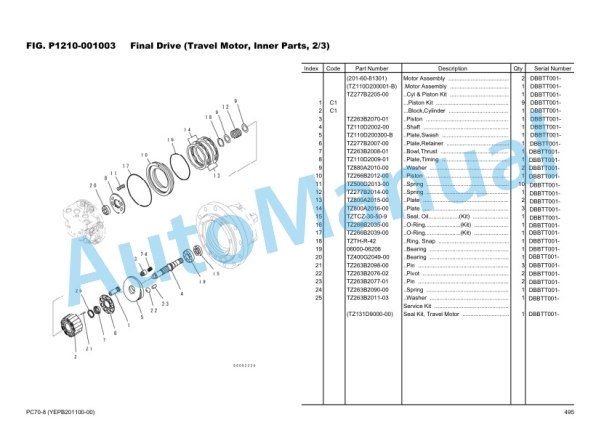 Komatsu PC70-8 Hydraulic Excavator Parts Manual YEPB201100-00 5 Komatsu PC70-8 Hydraulic Excavator Parts Manual YEPB201100-00-5