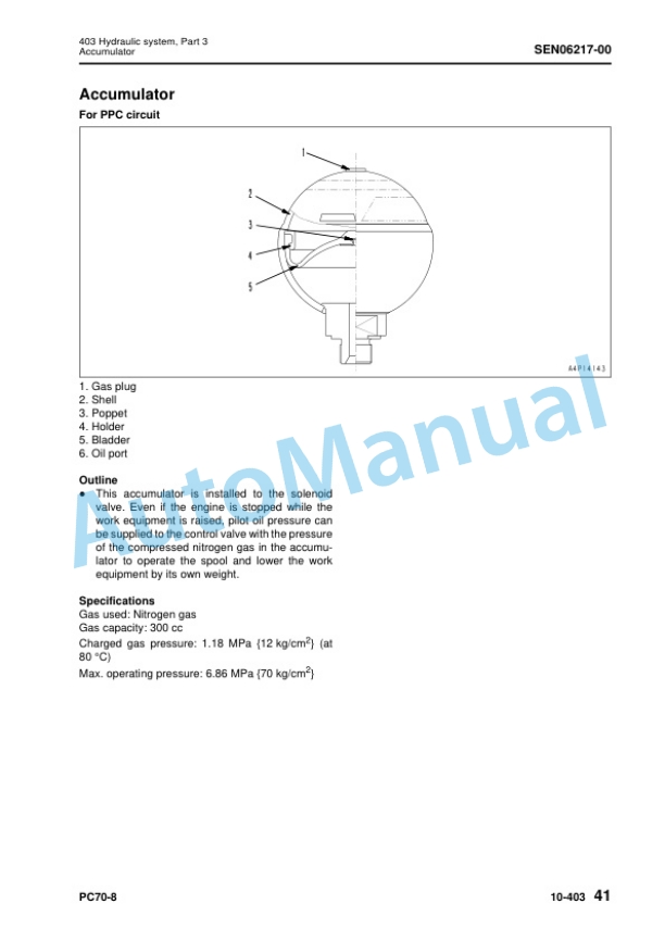 Alternative view of Komatsu PC70-8 Hydraulic Excavator Shop Manual SEN06204-01