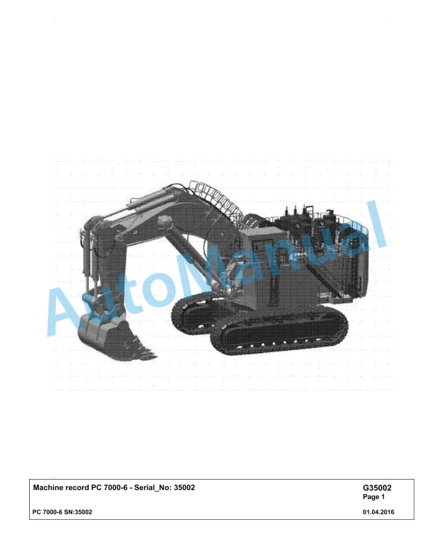 Komatsu PC7000-6 Hydraulic Excavator Parts Manual G35002