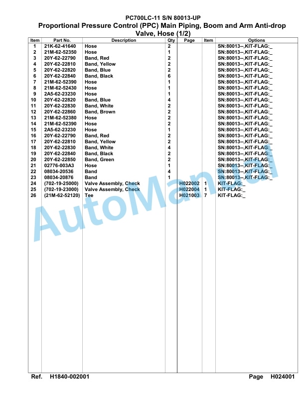 Komatsu PC700LC-11 Hydraulic Excavator Parts Manual 80013-UP 3 Komatsu PC700LC-11 Hydraulic Excavator Parts Manual 80013-UP-3