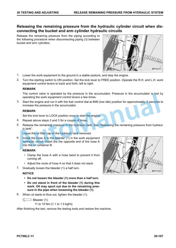 Alternative view of Komatsu PC700LC-11 Hydraulic Excavator Shop Manual SEN06700-06