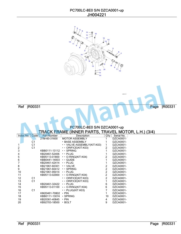 Komatsu PC700LC-8E0 Hydraulic Excavator Parts Manual DZCA0001-UP 5 Komatsu PC700LC-8E0 Hydraulic Excavator Parts Manual DZCA0001-UP-5