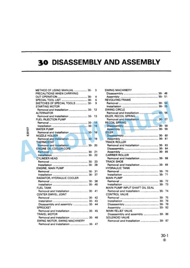 Komatsu PC71 Hydraulic Excavator Shop Manual 4 Komatsu PC71 Hydraulic Excavator Shop Manual-4