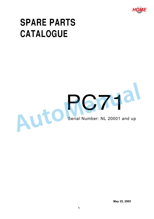Komatsu PC71 Parts Manual