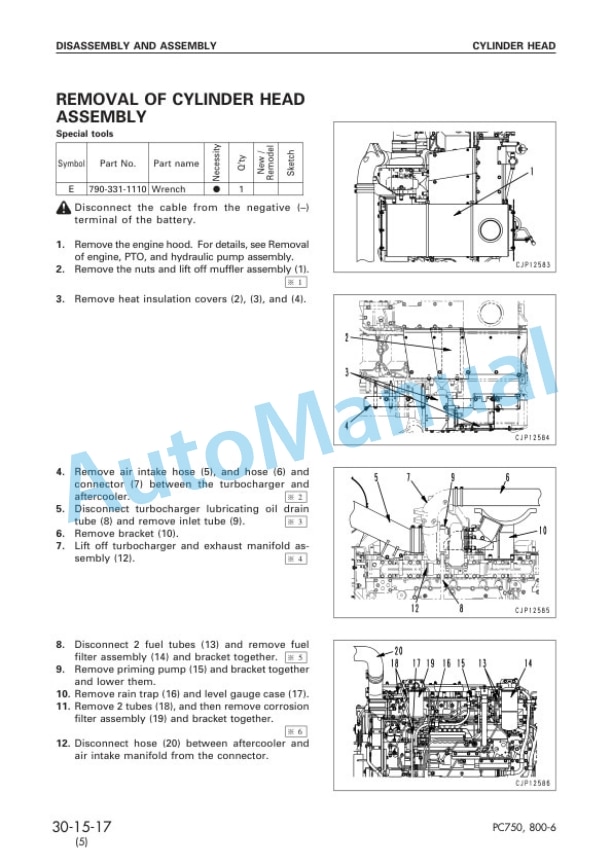 Komatsu PC750-6, PC800-6 Hydraulic Excavator Shop Manual SEBM025305 5 Komatsu PC750-6, PC800-6 Hydraulic Excavator Shop Manual SEBM025305 - Image 5