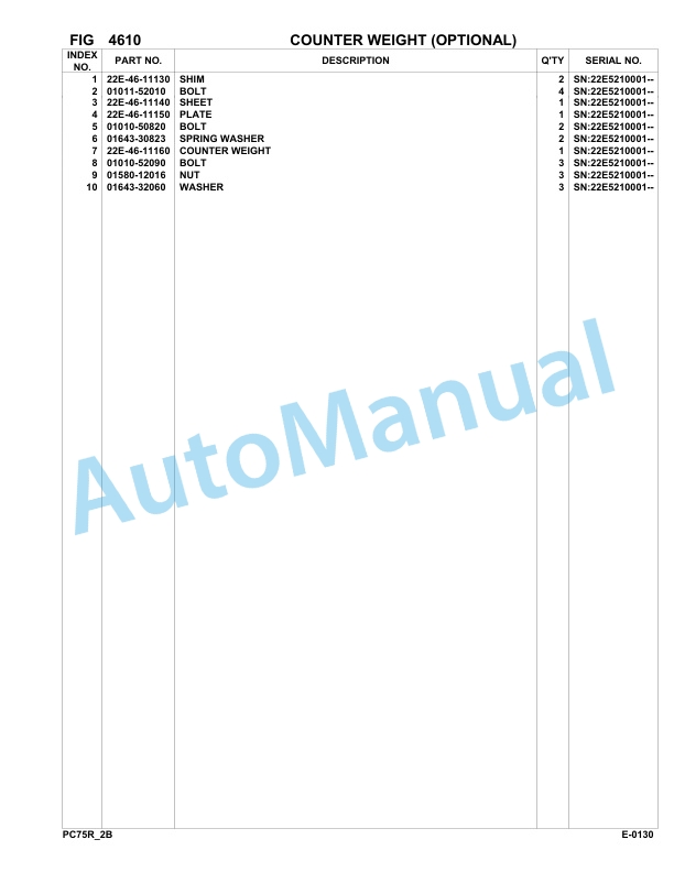 Komatsu PC75R-2 Hydraulic Excavator Parts Manual 22E5210001-up 3 Komatsu PC75R-2 Hydraulic Excavator Parts Manual 22E5210001-up-3