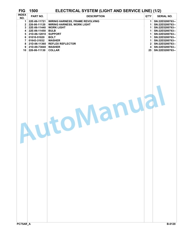 Komatsu PC75R-2 USA Hydraulic Excavator Parts Manual 22E5200763-UP 2 Komatsu PC75R-2 USA Hydraulic Excavator Parts Manual 22E5200763-UP-2