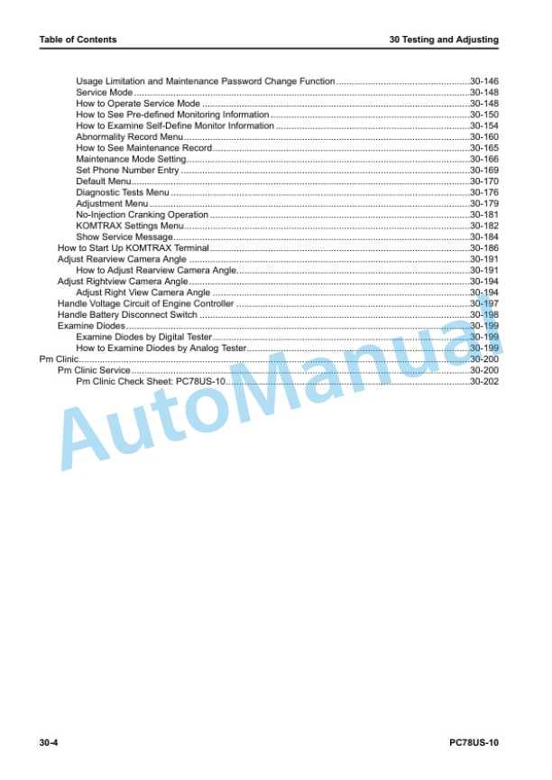 Alternative view of Komatsu PC78US-10 Hydraulic Excavator Shop Manual SEN06518-09