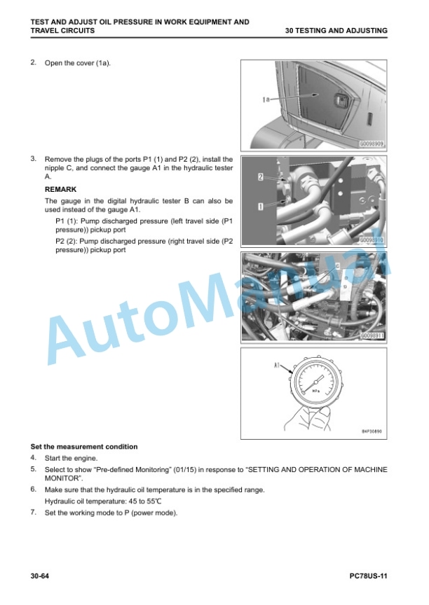 Alternative view of Komatsu PC78US-11 Hydraulic Excavator Shop Manual SEN06844-02