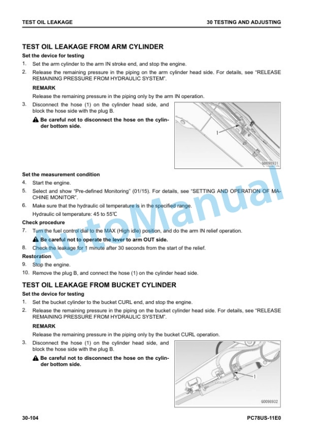 Alternative view of Komatsu PC78US-11E0 Hydraulic Excavator Shop Manual SEN06854-07