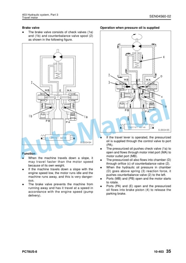 Alternative view of Komatsu PC78US-8 Hydraulic Excavator Shop Manual SEN04543-13