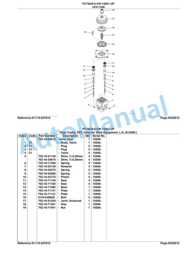 Komatsu PC78US-8 Parts Manual 4 Komatsu PC78US-8 Parts Manual-4