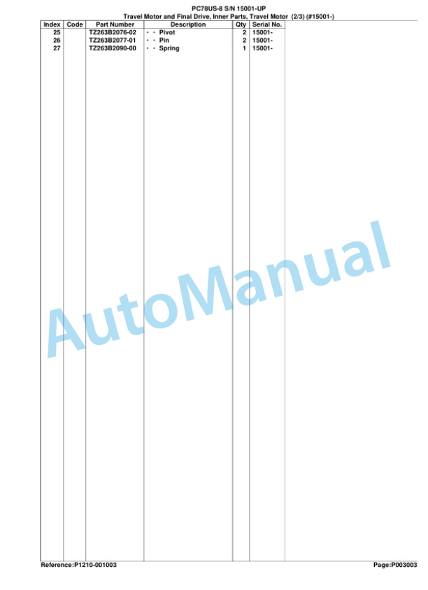 Komatsu PC78US-8 Parts Manual 5 Komatsu PC78US-8 Parts Manual-5
