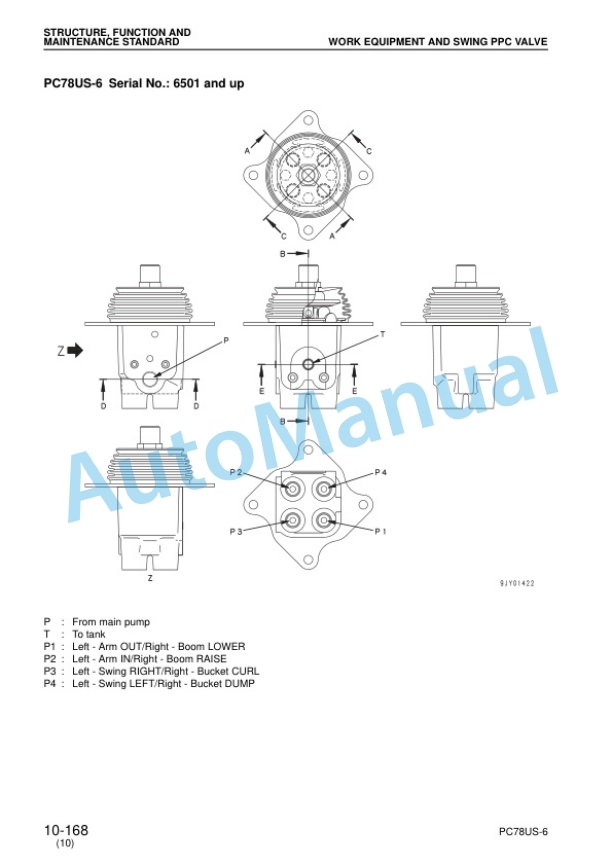 Alternative view of Komatsu PC78UU-6, PC78US-6 Hydraulic Excavator Shop Manual SEBM025119