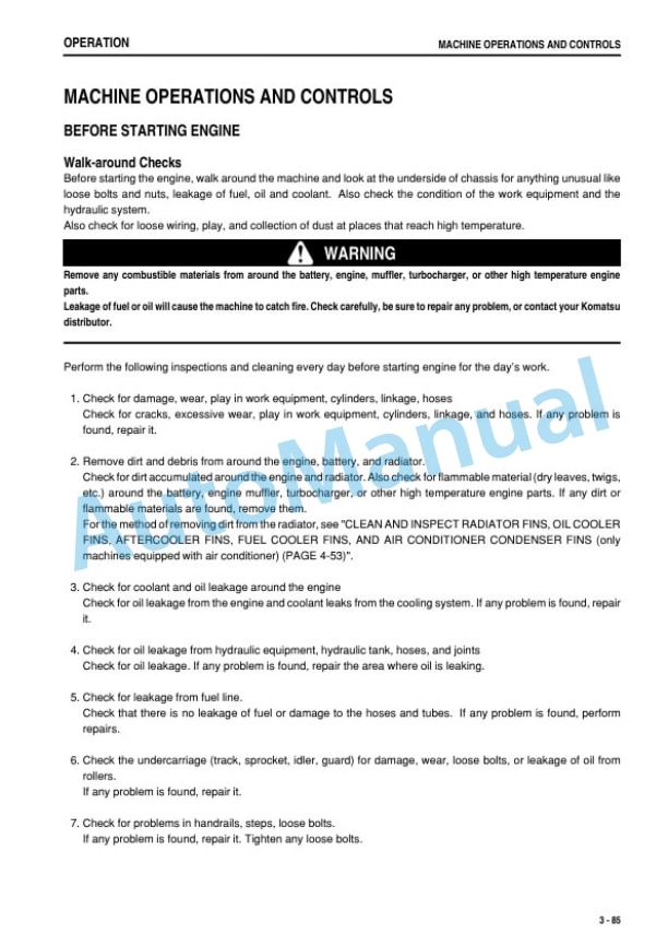 Komatsu PC800-8, PC800LC-8, PC800SE-8, PC850-8, PC850SE-8 Hydraulic Excavator Operation and Maintenance Manual PEN00373-04 3 Komatsu PC800-8, PC800LC-8, PC800SE-8, PC850-8, PC850SE-8 Hydraulic Excavator Operation and Maintenance Manual PEN00373-04 - Image 3