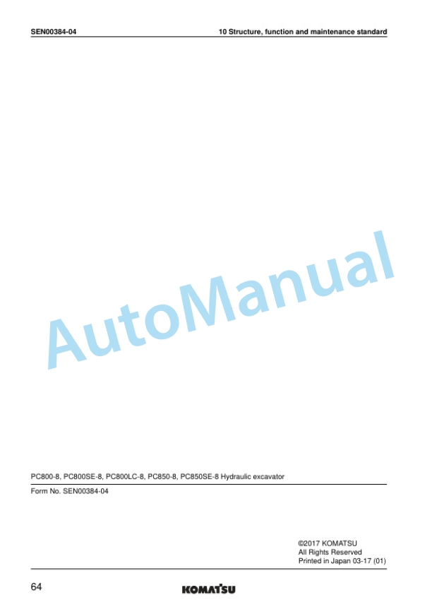 Alternative view of Komatsu PC800-8, PC800LC-8, PC800SE-8, PC850-8, PC850SE-8 Hydraulic Excavator Shop Manual SEN00373-17