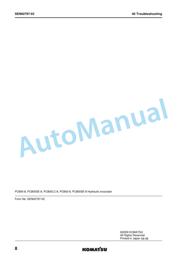 Komatsu PC800-8, PC800LC-8, PC800SE-8, PC850-8, PC850SE-8 Hydraulic Excavator Shop Manual SEN00373-20 3 Komatsu PC800-8, PC800LC-8, PC800SE-8, PC850-8, PC850SE-8 Hydraulic Excavator Shop Manual SEN00373-20 - Image 3