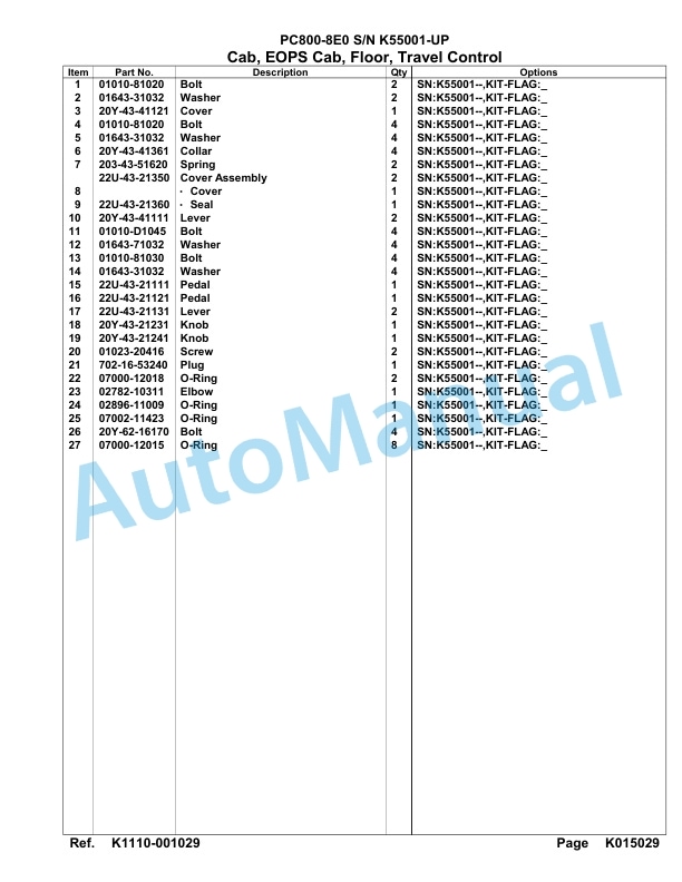 Komatsu PC800-8E0 Hydraulic Excavator Parts Manual K55001-up 4 Komatsu PC800-8E0 Hydraulic Excavator Parts Manual K55001-up-4