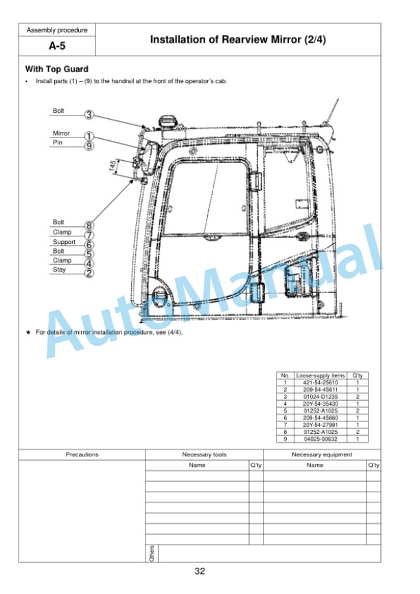 Alternative view of Komatsu PC800-8E0, PC800LC-8E0, PC800SE-8E0, PC850-8E0, PC850SE-8E0 Hydraulic Excavator Field Assembly Instruction GEN00102-03