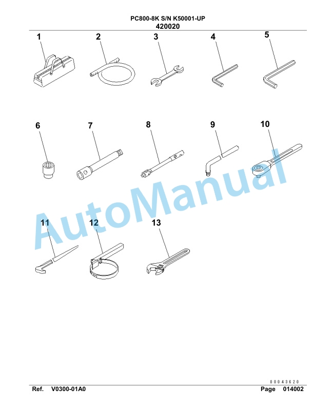 Komatsu PC800-8K Hydraulic Excavator Parts Manual SAA6D1KU 5 Komatsu PC800-8K Hydraulic Excavator Parts Manual SAA6D1KU-5