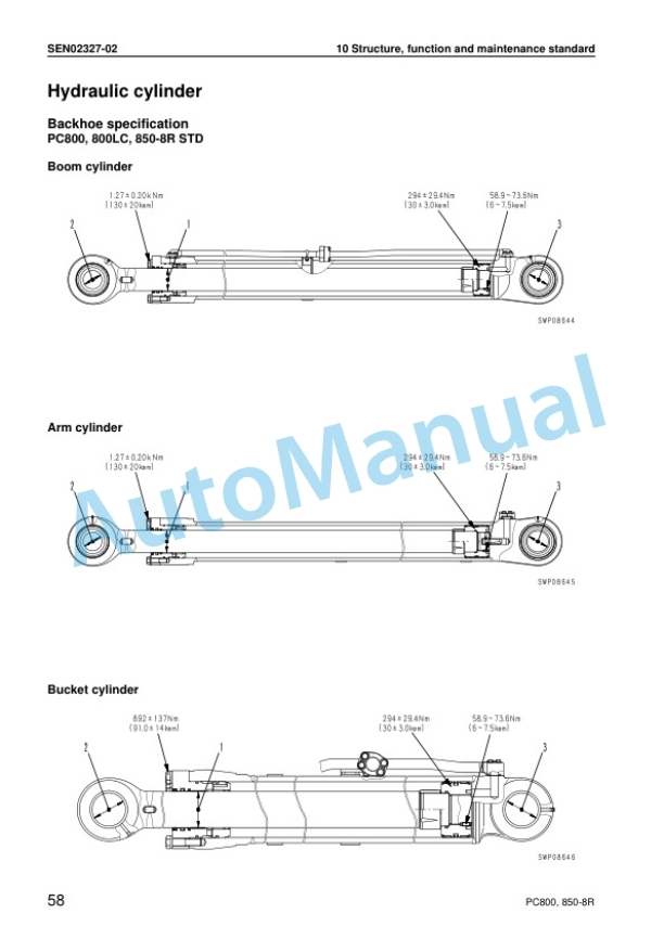 Alternative view of Komatsu PC800-8R, PC800LC-8R, PC800SE-8R, PC850-8R, PC850SE-8R Hydraulic Excavator Shop Manual SEN02316-16