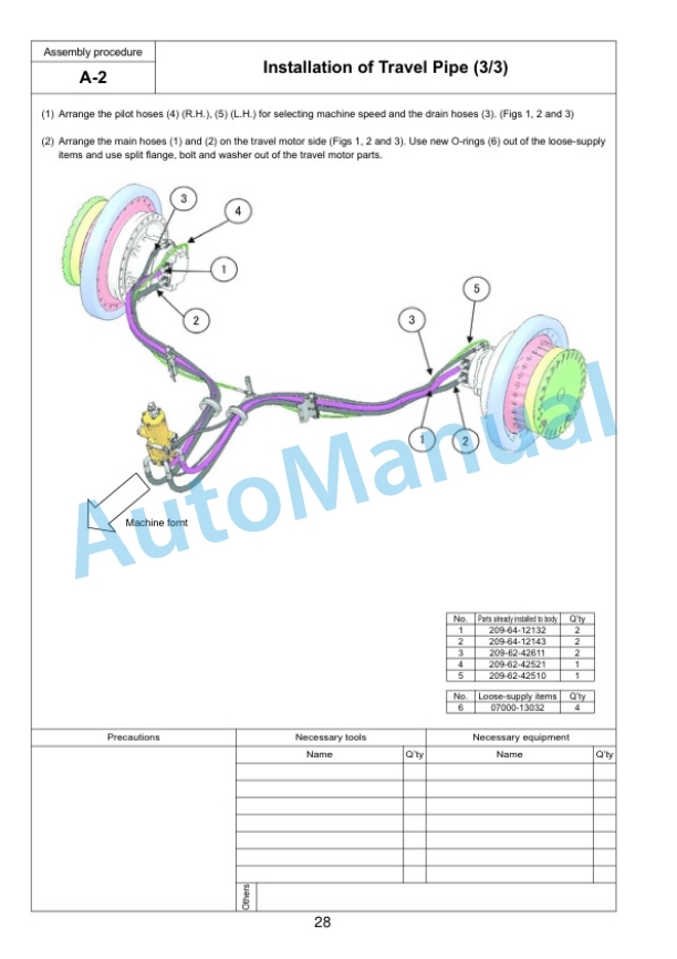 Alternative view of Komatsu PC800-8R1, PC800LC-8R1, PC800SE-8R1, PC850-8R1, PC850SE-8R1 Hydraulic Excavator Field Assembly Instruction GEN00104-02