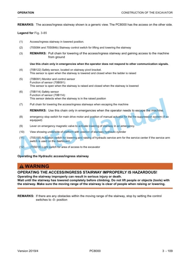 Alternative view of Komatsu PC8000-11 Hydraulic Mining Shovel Operation and Maintenance Manual 12117-xD-GB-2