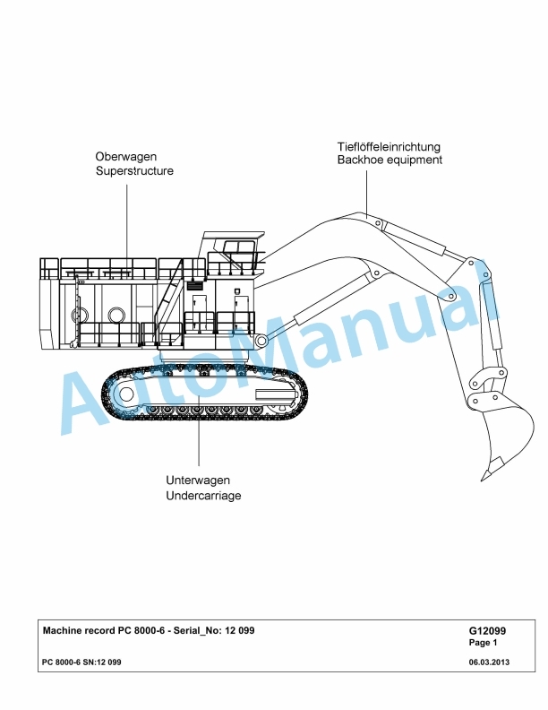 Komatsu PC8000-6 Hydraulic Excavator Parts Manual G12099