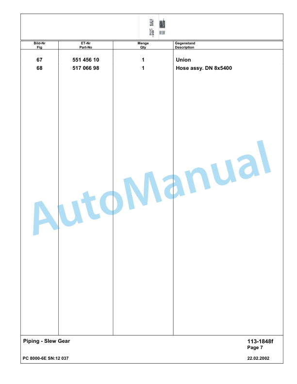 Komatsu PC8000-6E Hydraulic Excavator Parts Manual G12037 2 Komatsu PC8000-6E Hydraulic Excavator Parts Manual G12037-2