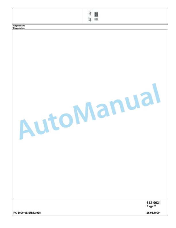 Komatsu PC8000-6E Hydraulic Excavator Parts Manual G12038 3 Komatsu PC8000-6E Hydraulic Excavator Parts Manual G12038-3