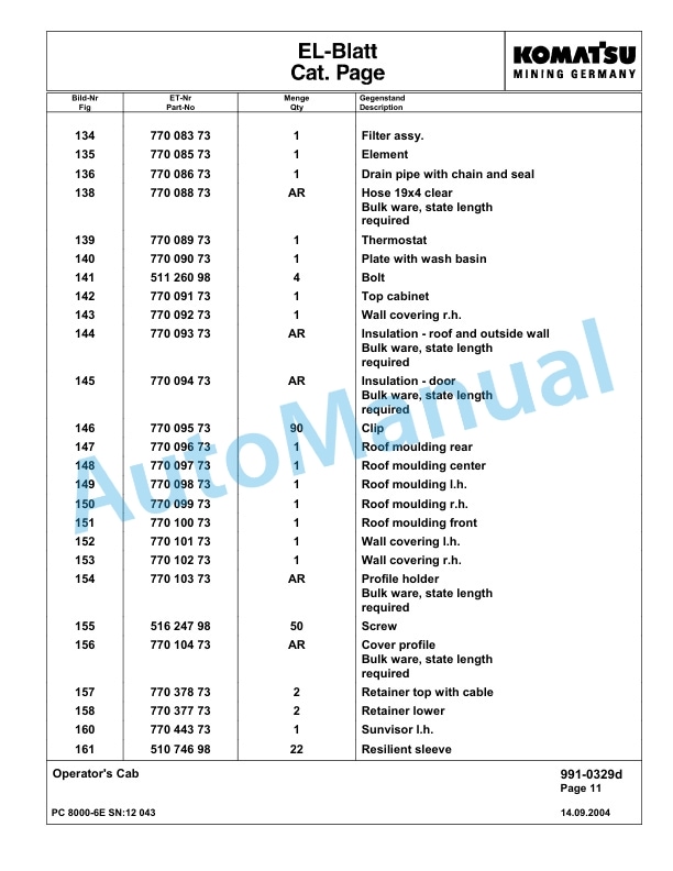 Komatsu PC8000-6E Hydraulic Excavator Parts Manual G12043 5 Komatsu PC8000-6E Hydraulic Excavator Parts Manual G12043-5