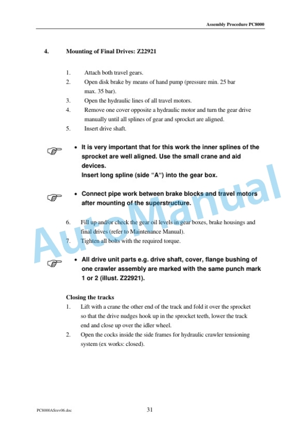 Alternative view of Komatsu PC8000 Hydraulic Mining Shovel Field Assembly Instruction FAMPC8000-06