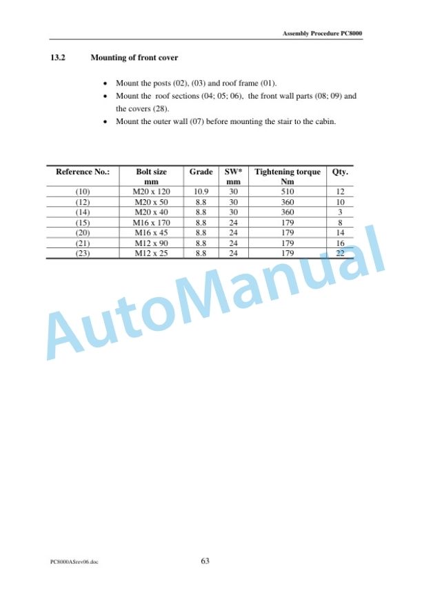 Komatsu PC8000 Hydraulic Mining Shovel Field Assembly Instruction FAMPC8000-06 3 Komatsu PC8000 Hydraulic Mining Shovel Field Assembly Instruction FAMPC8000-06 - Image 3