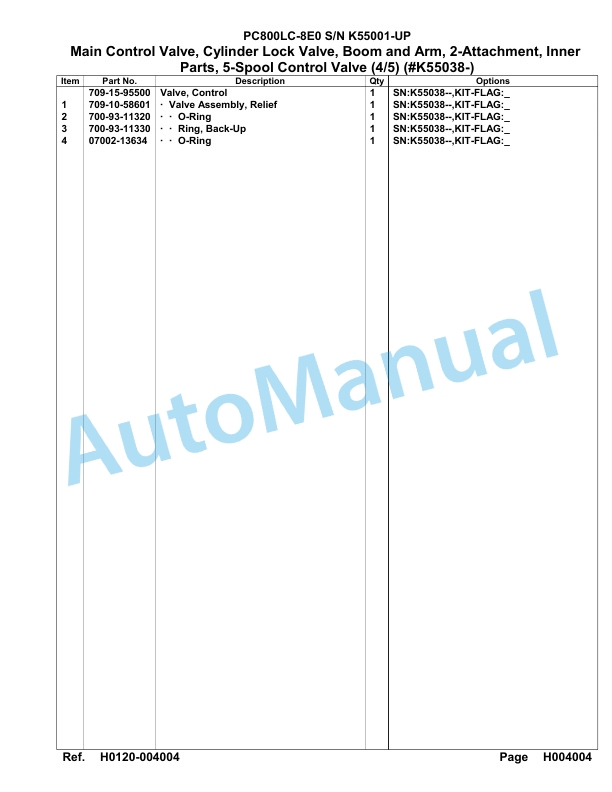 Komatsu PC800LC-8E0 Hydraulic Excavator Parts Manual K55001-UP 2 Komatsu PC800LC-8E0 Hydraulic Excavator Parts Manual K55001-UP-2