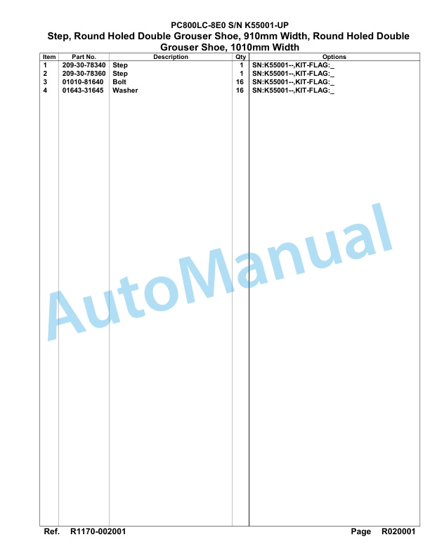 Komatsu PC800LC-8E0 Hydraulic Excavator Parts Manual K55001-UP 5 Komatsu PC800LC-8E0 Hydraulic Excavator Parts Manual K55001-UP-5