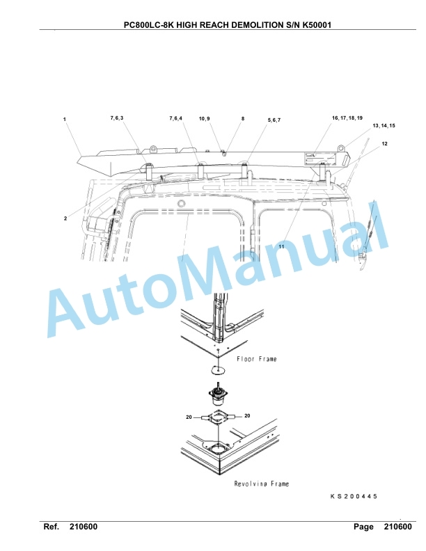 Komatsu PC800LC-8K High Reach Demolition Hydraulic Excavator Parts Manual K50001-UP 3 Komatsu PC800LC-8K High Reach Demolition Hydraulic Excavator Parts Manual K50001-UP-3
