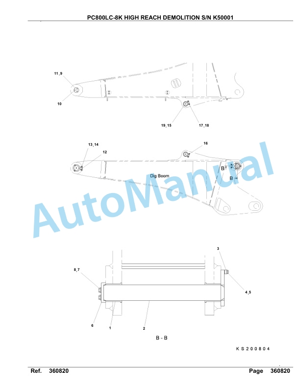 Komatsu PC800LC-8K High Reach Demolition Hydraulic Excavator Parts Manual K50001-UP 5 Komatsu PC800LC-8K High Reach Demolition Hydraulic Excavator Parts Manual K50001-UP-5