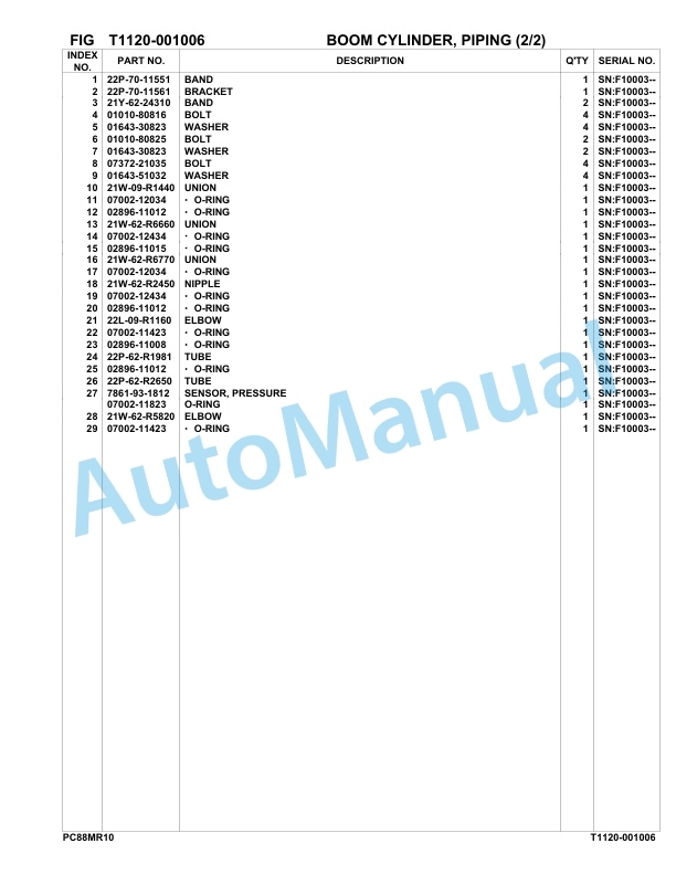 Komatsu PC80MR-10 Hydraulic Excavator Parts Manual F10003-UP 5 Komatsu PC80MR-10 Hydraulic Excavator Parts Manual F10003-UP-5