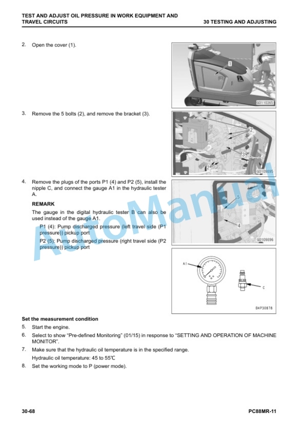Alternative view of Komatsu PC88MR-11 Hydraulic Excavator Shop Manual SEN06843-06
