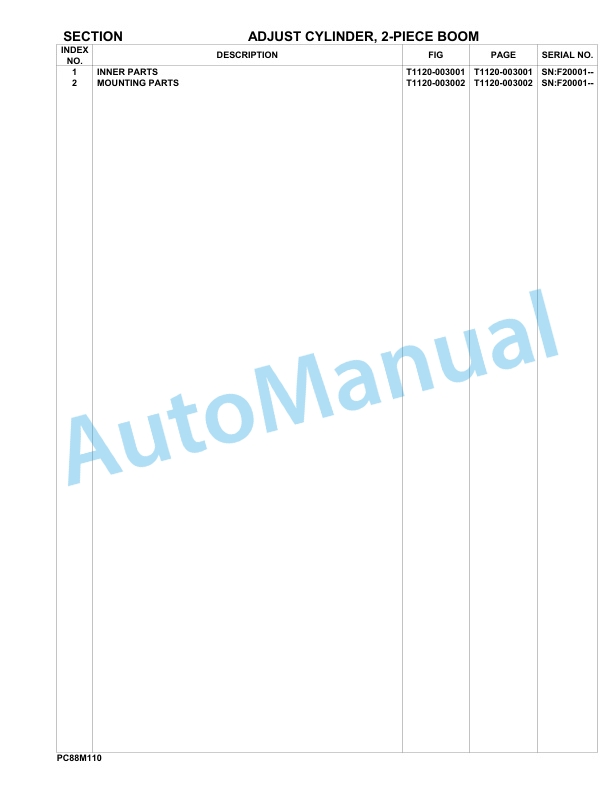 Komatsu PC88MR-11E0 Hydraulic Excavator Parts Manual F20001-UP 5 Komatsu PC88MR-11E0 Hydraulic Excavator Parts Manual F20001-UP-5