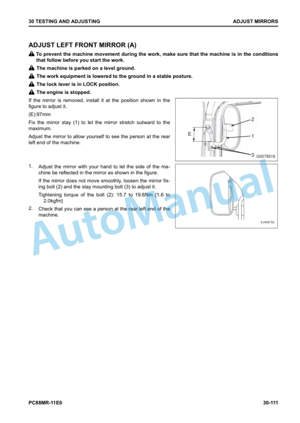 Alternative view of Komatsu PC88MR-11E0 Hydraulic Excavator Shop Manual SEN06853-03