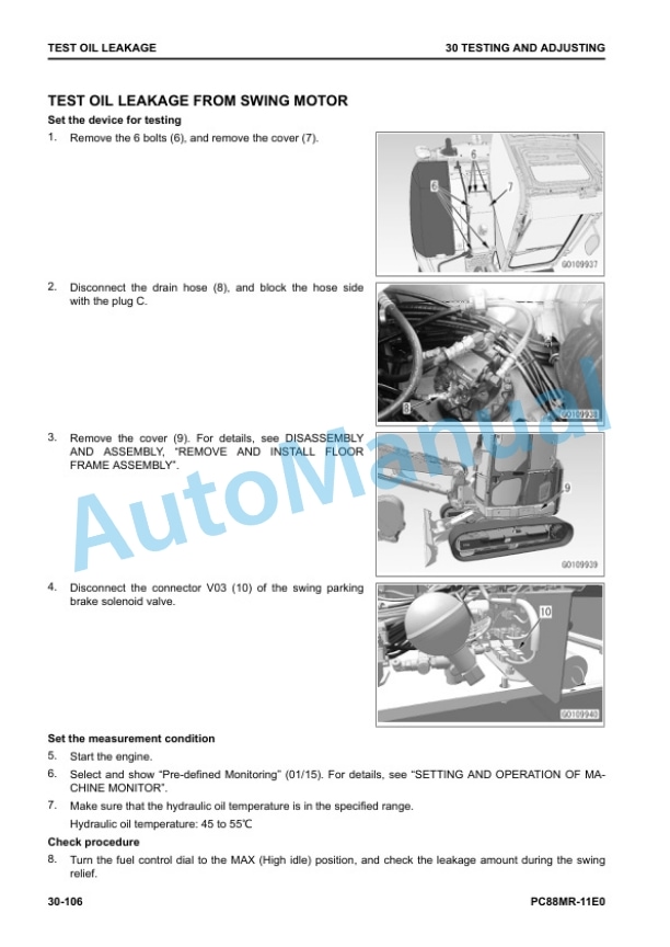 Alternative view of Komatsu PC88MR-11E0 Hydraulic Excavator Shop Manual WENBM00280