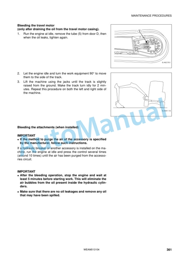 Komatsu PC88MR-8 Hydraulic Excavator Operation and Maintenance Manual WEAM013104 5 Komatsu PC88MR-8 Hydraulic Excavator Operation and Maintenance Manual WEAM013104 - Image 5