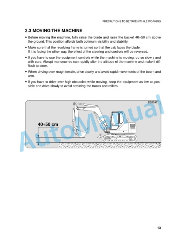 Alternative view of Komatsu PC95-1 Hydraulic Excavator Operation and Maintenance Manual WEAMPC9501