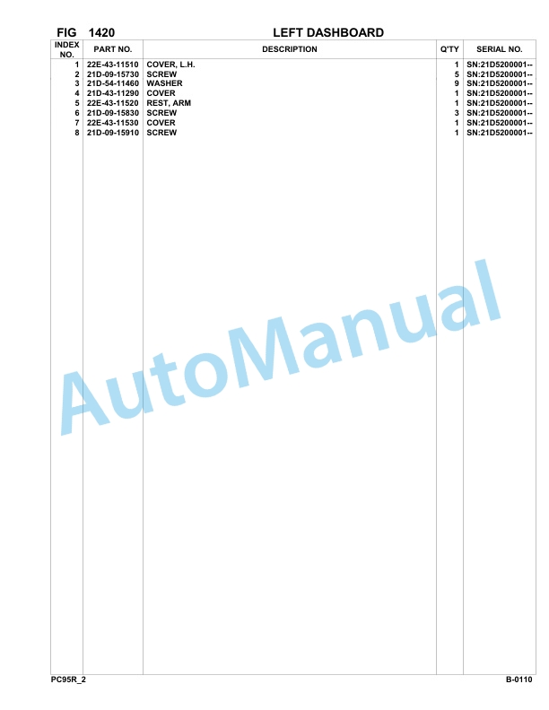 Komatsu PC95R-2 Hydraulic Excavator Parts Manual 21D5200001-up 2 Komatsu PC95R-2 Hydraulic Excavator Parts Manual 21D5200001-up-2