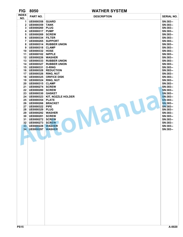 Komatsu PS15 Sweeper Parts Manual 383-UP 5 Komatsu PS15 Sweeper Parts Manual 383-UP-5